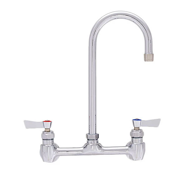 Fisher 61476 Backsplash Mounted Stainless Steel Faucet With 8" Centers, 3 1/2" Swivel Gooseneck Nozzle, 2.2 GPM Aerator, And Lever Handles 1 Fisher 61476 Backsplash Mounted Stainless Steel Faucet With 8" Centers, 3 1/2" Swivel Gooseneck Nozzle, 2.2 GPM Aerator, And Lever Handles