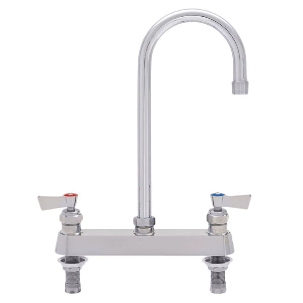 Fisher 57789 Deck Mounted Stainless Steel Faucet With 8" Centers, 5 1/2" Swivel Gooseneck Nozzle, 2.2 GPM Aerator, And Lever Handles 1 Fisher 57789 Deck Mounted Stainless Steel Faucet With 8" Centers, 5 1/2" Swivel Gooseneck Nozzle, 2.2 GPM Aerator, And Lever Handles