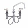 Fisher 59153 Deck Mounted Stainless Steel Faucet With Widespread Deck, 10" Swing Nozzle, 2.2 GPM Aerator, And Lever Handles