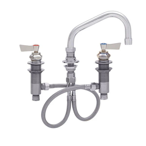 Fisher 59153 Deck Mounted Stainless Steel Faucet With Widespread Deck, 10" Swing Nozzle, 2.2 GPM Aerator, And Lever Handles 1 Fisher 59153 Deck Mounted Stainless Steel Faucet With Widespread Deck, 10" Swing Nozzle, 2.2 GPM Aerator, And Lever Handles