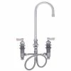 Fisher 59285 Deck Mounted Stainless Steel Faucet With Widespread Deck, 5 1/2" Swivel Gooseneck Nozzle, 2.2 GPM Aerator, And Lever Handles