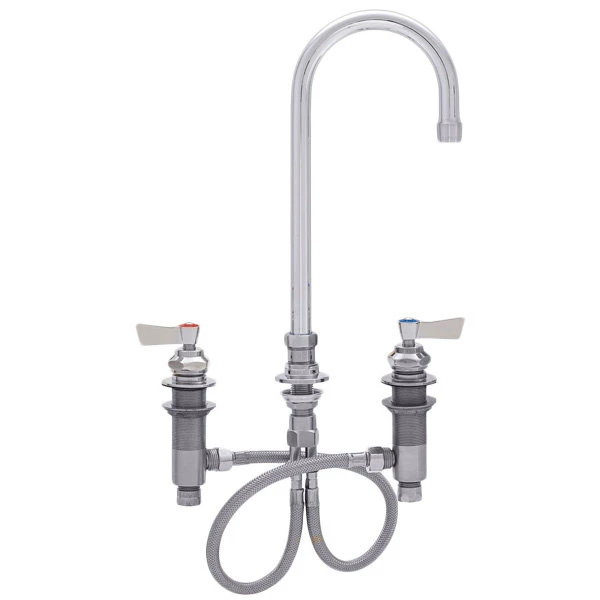 Fisher 59285 Deck Mounted Stainless Steel Faucet With Widespread Deck, 5 1/2" Swivel Gooseneck Nozzle, 2.2 GPM Aerator, And Lever Handles 1 Fisher 59285 Deck Mounted Stainless Steel Faucet With Widespread Deck, 5 1/2" Swivel Gooseneck Nozzle, 2.2 GPM Aerator, And Lever Handles