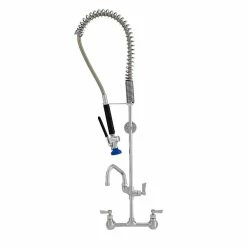 Fisher 53473 Wall Mounted Stainless Steel Pre-Rinse Faucet With 8" Centers, 36" Hose, 12" Add-On Faucet, And Wall Bracket