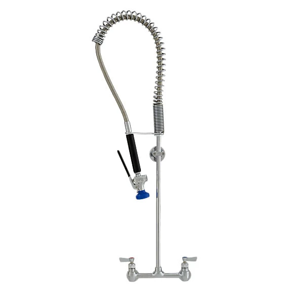 Fisher 52922 Backsplash Mounted Stainless Steel Pre-Rinse Faucet With 8" Centers, 36" Hose, EZ Install Adapters, And Wall Bracket 1 Fisher 52922 Backsplash Mounted Stainless Steel Pre-Rinse Faucet With 8" Centers, 36" Hose, EZ Install Adapters, And Wall Bracket