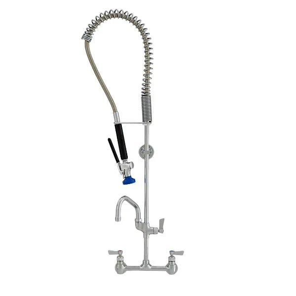 Fisher 52930 Backsplash Mounted Stainless Steel Pre-Rinse Faucet With 8" Centers, 36" Hose, 6" Add-On Faucet, EZ Install Adapters, And Wall Bracket 1 Fisher 52930 Backsplash Mounted Stainless Steel Pre-Rinse Faucet With 8" Centers, 36" Hose, 6" Add-On Faucet, EZ Install Adapters, And Wall Bracket