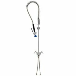 Fisher 53007 Deck Mounted Stainless Steel Pre-Rinse Faucet With Flex Inlets, 36" Hose, And Wall Bracket