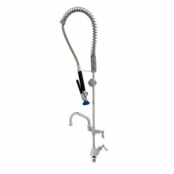 Fisher 68020 Deck Mounted Stainless Steel Pre-Rinse Faucet With 36" Hose, 8" Add-On Faucet, And Wall Bracket