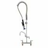 Fisher 35963 Deck Mounted Stainless Steel Pre-Rinse Faucet With 8" Centers, 30" Hose, 6" Add-On Faucet, Inline Vacuum Breaker, And Wall Bracket