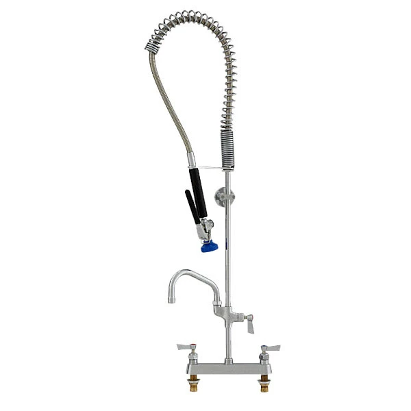 Fisher 35963 Deck Mounted Stainless Steel Pre-Rinse Faucet With 8" Centers, 30" Hose, 6" Add-On Faucet, Inline Vacuum Breaker, And Wall Bracket 1 Fisher 35963 Deck Mounted Stainless Steel Pre-Rinse Faucet With 8" Centers, 30" Hose, 6" Add-On Faucet, Inline Vacuum Breaker, And Wall Bracket