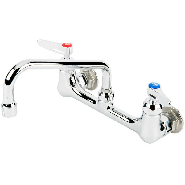 T&S Brass And Bronze Works T&S B-2414-CR-SC Wall Mount Mixing Faucet With 8" Adjustable Centers, 8" Swing Nozzle, Spring Checks, And Cerama Cartridges 1 T&S Brass And Bronze Works T&S B-2414-CR-SC Wall Mount Mixing Faucet With 8" Adjustable Centers, 8" Swing Nozzle, Spring Checks, And Cerama Cartridges