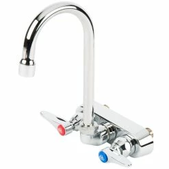 T&S Brass And Bronze Works T&S B-1146-02A Wall Mount Workboard Faucet With 4" Centers, 4 3/8" Gooseneck Spout, Escutcheon, Aerator, And Tailpieces