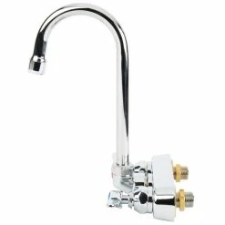 T&S Brass And Bronze Works T&S B-1146-02A Wall Mount Workboard Faucet With 4" Centers, 4 3/8" Gooseneck Spout, Escutcheon, Aerator, And Tailpieces -T&S Brass-shop 1475151