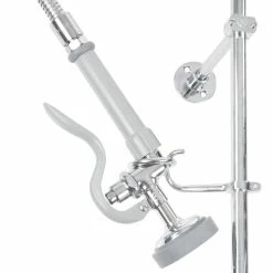 T&S Brass And Bronze Works T&S B-0133-063X EasyInstall Wall Mounted Pre-Rinse Faucet With Adjustable 8" Centers, 56" Hose, 14" Add-On Faucet, Vacuum Breaker, And 6" Wall Bracket -T&S Brass-shop 1495497