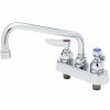 T&S Brass And Bronze Works T&S B-1110-XS-F12 Deck Mounted Workboard Faucet With 4" Centers, 6" Swing Spout, 1.2 GPM Aerator, Eterna Cartridges, And Lever Handles