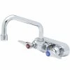 T&S Brass And Bronze Works T&S B-1115-XS-F12 Wall Mounted Workboard Faucet With 4" Centers, 6" Swing Spout, 1.2 GPM Aerator, Eterna Cartridges, And Lever Handles