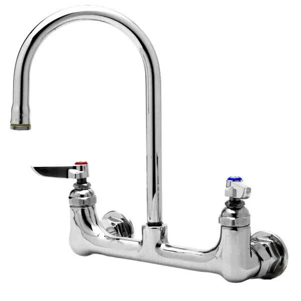 T&S Brass And Bronze Works Equip By T&S 5F-8WLB05 Wall Mounted Faucet With 5 9/16" Gooseneck Spout, 8" Centers, Laminar Flow Device, And Lever Handles 1 T&S Brass And Bronze Works Equip By T&S 5F-8WLB05 Wall Mounted Faucet With 5 9/16" Gooseneck Spout, 8" Centers, Laminar Flow Device, And Lever Handles