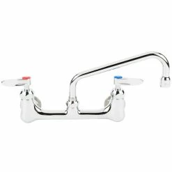 T&S Brass And Bronze Works Equip By T&S 5F-8WLB08 Wall Mounted Faucet With 8" Centers, 8 1/8" Swing Spout, Laminar Flow Device, Cerama Cartridges, And Lever Handles