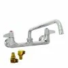 T&S Brass And Bronze Works Equip By T&S 5F-8WLS06 Wall Mounted Faucet With 8" Adjustable Centers, 6 1/8" Swing Spout, Laminar Flow Device, Cerama Cartridges, Lever Handles, And Elbows
