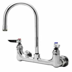 T&S Brass And Bronze Works T&S B-0331-VF035-EL Wall Mounted Pantry Faucet With 8" Centers, 5 3/4" Gooseneck Spout, .35 Non-Aerated Spray Device, Eterna Cartridges, And Lever Handles