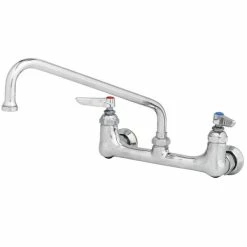T&S Brass And Bronze Works T&S B-2429-CR-EK Wall Mounted Pantry Faucet With 8" Adjustable Centers, 10" Swing Spout, Stream Regulator Outlet, Cerama Cartridges, Elbows, And Lever Handles