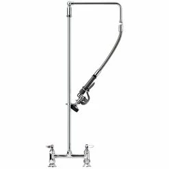 T&S Brass And Bronze Works T&S B-0121-12-CRBJ Deck Mounted Pre-Rinse Faucet With 8" Centers, 1.07 GPM Spray Valve, 12" Add-On Faucet, Swivel Arm, Cerama Cartridges, And Lever Handles