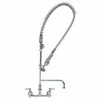 T&S Brass And Bronze Works T&S B-0133-A16-CR-B EasyInstall Wall Mounted Pre-Rinse Faucet With 8" Centers, 1.15 GPM Spray Valve, 16" Add-On Faucet, Cerama Cartridges, And Lever Handles
