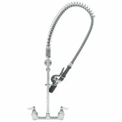 T&S Brass And Bronze Works T&S B-0133-CR-BJ-ST EasyInstall Wall Mounted Pre-Rinse Faucet With 8" Centers, 1.07 GPM Spray Valve, Cerama Cartridges, And Lever Handles