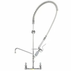 T&S Brass And Bronze Works T&S B-0133-12ACBJST EasyInstall Wall Mounted Pre-Rinse Faucet With 8" Centers, 1.07 GPM Spray Valve, 12" Add-On Faucet, Cerama Cartridges, And Lever Handles