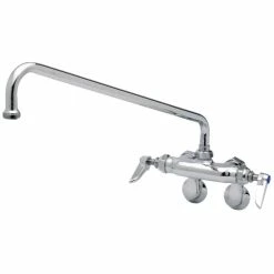 T&S Brass And Bronze Works T&S B-0235-61X-CREK Wall Mounted Faucet With 8" Adjustable Centers, 10" Swing Spout, Stream Regulator Outlet, Cerama Cartridges, Elbows, And Lever Handles