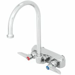 T&S Brass And Bronze Works T&S B-1146-CR Wall Mounted Workboard Faucet With 4" Centers, 5 3/4" Gooseneck Spout, 2.2 GPM Aerator, Cerama Cartridges, And Lever Handles