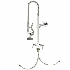 T&S Brass And Bronze Works T&S B-0113-CR-BX36H EasyInstall Deck Mounted Pre-Rinse Faucet With Single Base, 1.15 GPM Spray Valve, Cerama Cartridges, And Lever Handles