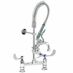 T&S Brass And Bronze Works T&S MPY-8DLN-08 EasyInstall Deck Mounted 24 1/2" High Mini Pre-Rinse Faucet With Adjustable 8" Centers, Low Flow Spray Valve, 24" Hose, 8" Add-On Faucet, And 6" Wall Bracket