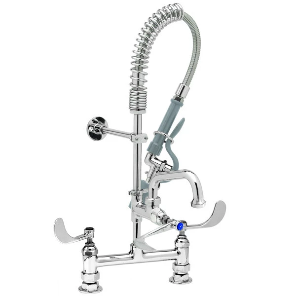 T&S Brass And Bronze Works T&S MPY-8DLN-08 EasyInstall Deck Mounted 24 1/2" High Mini Pre-Rinse Faucet With Adjustable 8" Centers, Low Flow Spray Valve, 24" Hose, 8" Add-On Faucet, And 6" Wall Bracket 1 T&S Brass And Bronze Works T&S MPY-8DLN-08 EasyInstall Deck Mounted 24 1/2" High Mini Pre-Rinse Faucet With Adjustable 8" Centers, Low Flow Spray Valve, 24" Hose, 8" Add-On Faucet, And 6" Wall Bracket