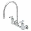 T&S Brass And Bronze Works T&S B-0230-134XA-CR Wall Mounted Pantry Faucet With 8" Adjustable Centers, 7 13/16" Swivel Gooseneck, And Cerama Cartridges