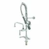 T&S Brass And Bronze Works T&S MPY-2DCN-08 Low Profile Deck Mounted Pre-Rinse Faucet With Flex Inlets, 24" Hose, 0.65 GPM Spray Valve, 8" Add-On Faucet, And Wall Bracket