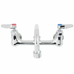 T&S Brass And Bronze Works T&S B-0231-VF22-CR Wall Mounted Faucet With 8" Adjustable Centers, 12" Swing Spout, 2.2 GPM Aerator, Cerama Cartridges, And Lever Handles -T&S Brass-shop 1586294