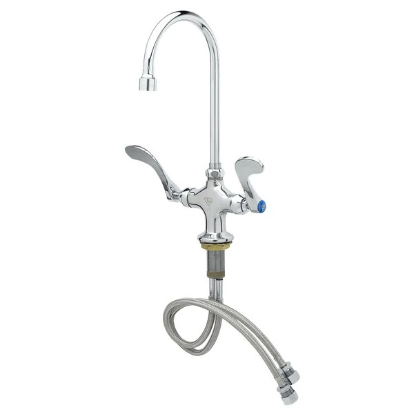 T&S Brass And Bronze Works T&S B-0300-VR4-WS Deck Mounted Pantry Faucet With 5 3/4" Gooseneck Nozzle, 1.5 GPM Aerator, Eterna Cartridges, And 4" Wrist Handles 3 T&S Brass And Bronze Works T&S B-0300-VR4-WS Deck Mounted Pantry Faucet With 5 3/4" Gooseneck Nozzle, 1.5 GPM Aerator, Eterna Cartridges, And 4" Wrist Handles - Image 3