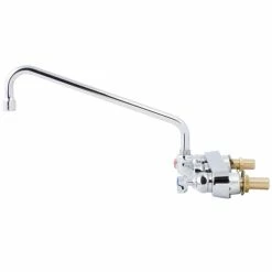 T&S Brass And Bronze Works T&S B-1128-XS-F12 Wall Mounted Workboard Faucet With 8" Centers, 12" Swing Spout, 1.2 GPM Aerator, Eterna Cartridges, And Lever Handles -T&S Brass-shop 1594407