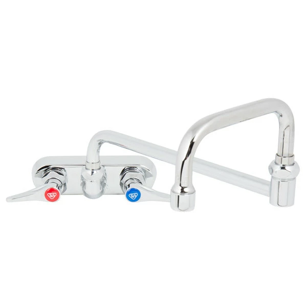 T&S Brass And Bronze Works T&S B-1136-CR Wall Mounted Workboard Faucet With 4" Centers, 18" Double-Jointed Swing Spout, 2.2 GPM Aerator, Cerama Cartridges, And Lever Handles 2 T&S Brass And Bronze Works T&S B-1136-CR Wall Mounted Workboard Faucet With 4" Centers, 18" Double-Jointed Swing Spout, 2.2 GPM Aerator, Cerama Cartridges, And Lever Handles - Image 2