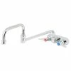 T&S Brass And Bronze Works T&S B-1136-CR Wall Mounted Workboard Faucet With 4" Centers, 18" Double-Jointed Swing Spout, 2.2 GPM Aerator, Cerama Cartridges, And Lever Handles