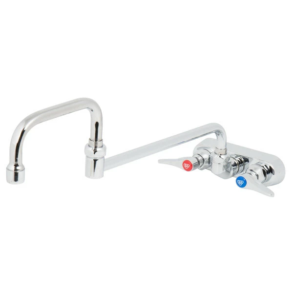 T&S Brass And Bronze Works T&S B-1136-CR Wall Mounted Workboard Faucet With 4" Centers, 18" Double-Jointed Swing Spout, 2.2 GPM Aerator, Cerama Cartridges, And Lever Handles 1 T&S Brass And Bronze Works T&S B-1136-CR Wall Mounted Workboard Faucet With 4" Centers, 18" Double-Jointed Swing Spout, 2.2 GPM Aerator, Cerama Cartridges, And Lever Handles