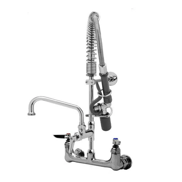 T&S Brass And Bronze Works T&S MPY-8WCN-08 Low Profile Wall Mounted Pre-Rinse Faucet With 8" Centers, 24" Hose, 0.65 GPM Spray Valve 8" Add-On Faucet, And Wall Bracket 1 T&S Brass And Bronze Works T&S MPY-8WCN-08 Low Profile Wall Mounted Pre-Rinse Faucet With 8" Centers, 24" Hose, 0.65 GPM Spray Valve 8" Add-On Faucet, And Wall Bracket