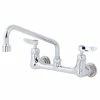 T&S Brass And Bronze Works T&S B-2342-VF22-CR Wall Mounted Faucet With 8" Adjustable Centers, 10" Swing Spout, 2.2 GPM Aerator, Cerama Cartridges, And Lever Handles
