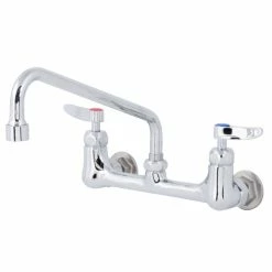 T&S Brass And Bronze Works T&S B-2342-VF22-CR Wall Mounted Faucet With 8" Adjustable Centers, 10" Swing Spout, 2.2 GPM Aerator, Cerama Cartridges, And Lever Handles