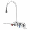 T&S Brass And Bronze Works T&S B-1146-04XS-F12 Wall Mounted Workboard Faucet With 4" Centers, 5 3/4" Gooseneck Spout, 1.2 GPM Aerator, Eterna Cartridges, And Wrist Handles