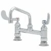 T&S Brass And Bronze Works T&S B-0222-WH4 Deck Mounted Pantry Faucet With 8" Adjustable Centers, 6" Swing Spout, Stream Regulator Outlet, Eterna Cartridges, And Wrist Handles