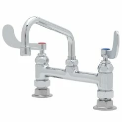 T&S Brass And Bronze Works T&S B-0222-WH4 Deck Mounted Pantry Faucet With 8" Adjustable Centers, 6" Swing Spout, Stream Regulator Outlet, Eterna Cartridges, And Wrist Handles