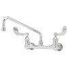 T&S Brass And Bronze Works T&S B-0232-WH4 Wall Mounted Pantry Faucet With 8" Centers, 6" Swing Spout, Stream Regulator Outlet, Eterna Cartridges, And Wrist Handles