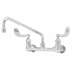 T&S Brass And Bronze Works T&S B-0232-WH4 Wall Mounted Pantry Faucet With 8" Centers, 6" Swing Spout, Stream Regulator Outlet, Eterna Cartridges, And Wrist Handles