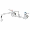 T&S Brass And Bronze Works T&S B-2299-VF22-CR Wall Mounted Faucet With 8" Adjustable Centers, 14" Swing Spout, 2.2 GPM Aerator, Cerama Cartridges, And Lever Handles